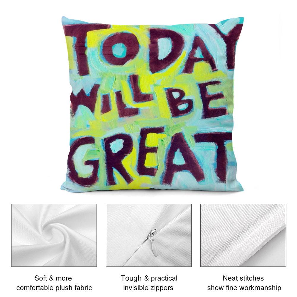 Creative Watercolor Words Cushion Cover Soft Plush Fabric DoubleSided Printed Cushion Covers for All Seasons Modern Home Decor