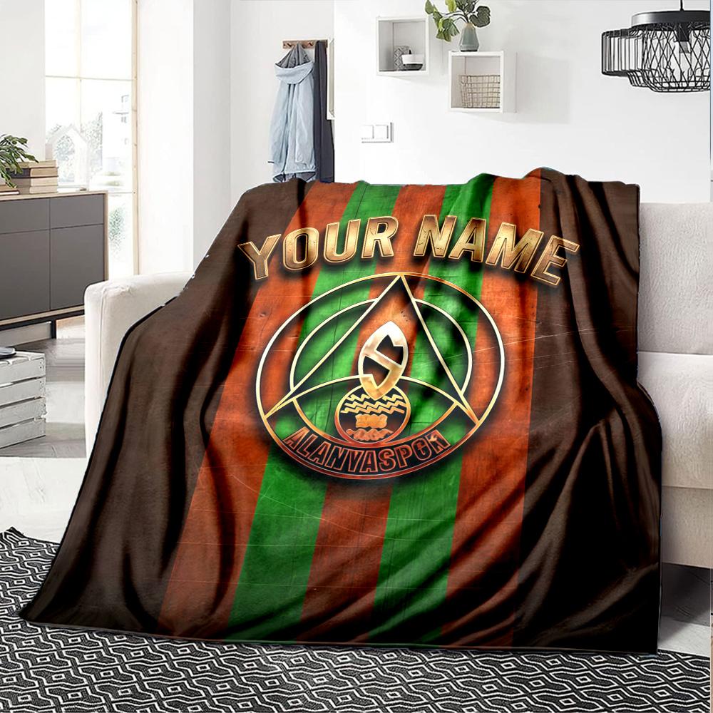 1PC Alanyaspor Custom Name Patterned Flannel Blanket Suitable For All Seasons For Home Decor Warmth And Comfort Gifts Holiday Present