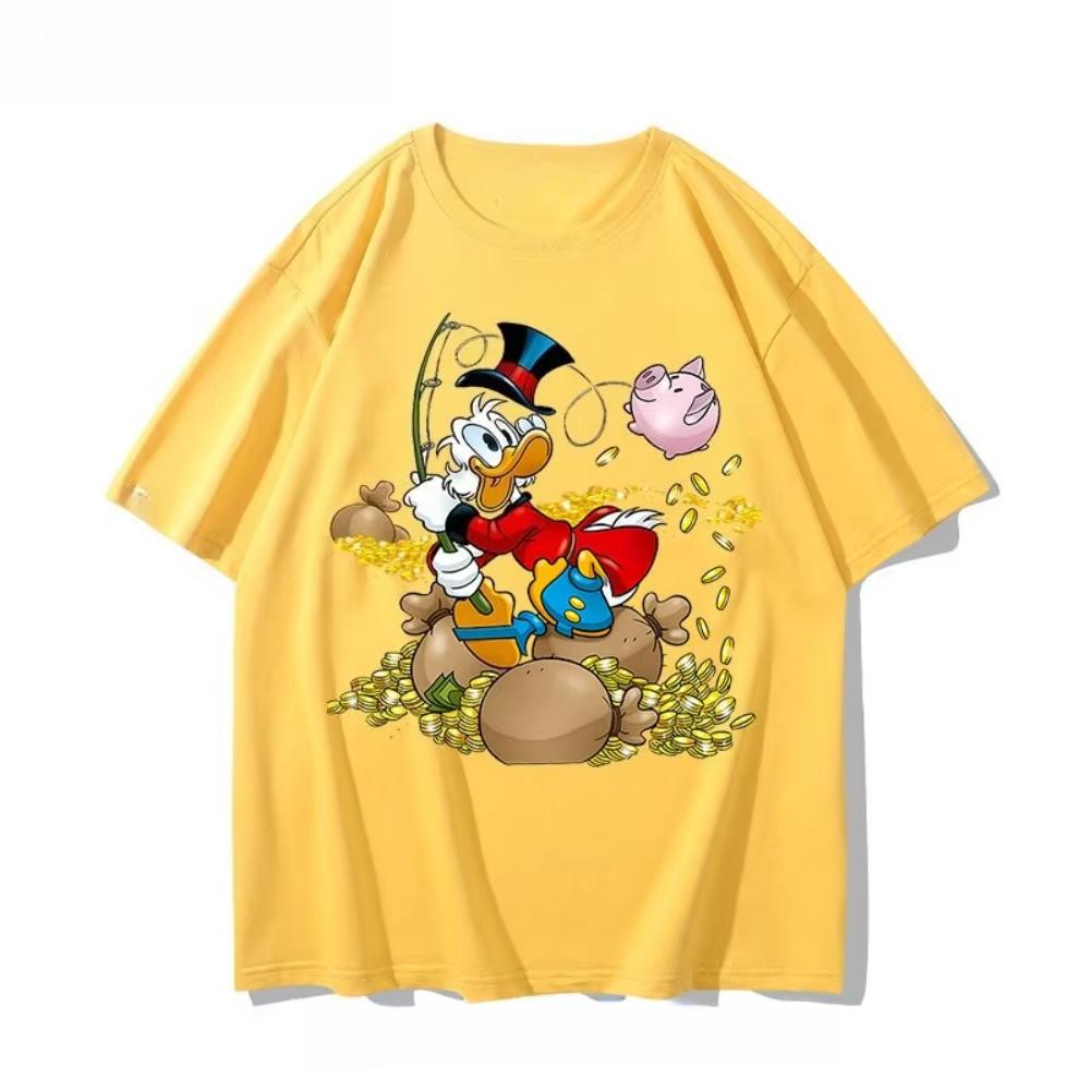  Summer New Animated Donald Duck Cotton T-shirt Scrooge McDuck Retro New Summer Men's and Women's Printed Short Sleeves