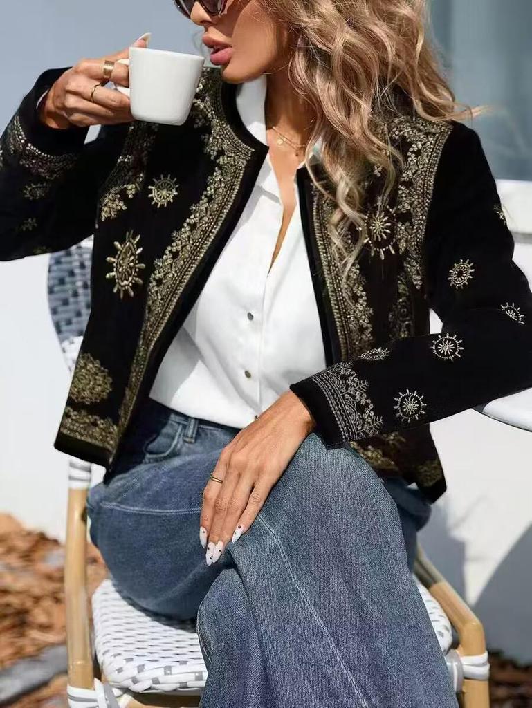 Kapuzenpullover mit Rundhalsausschnitt, lässiger Print, Damen-Oberbekleidung - Reißverschluss, für Frühling & Herbst