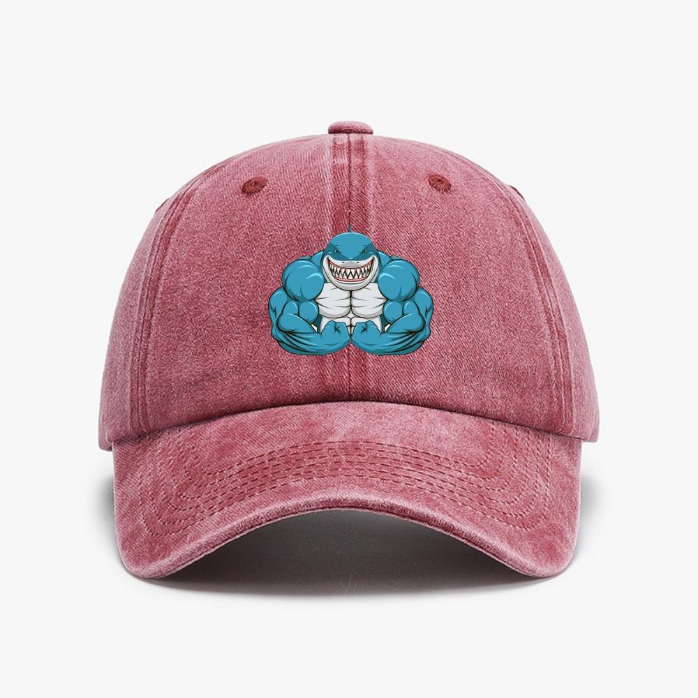 Muscle Sharks Unisex Fitness Hat Simple Style Suitable for Unisex and Women Hats Adjustable Distressed Washed Baseball Caps