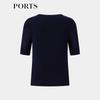 PORTS Women's 3D Logo Contrast Stripe Knit Top