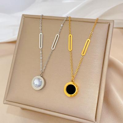 Fritillary Roman Personality Minimalist Wind Furnace Real Gold Necklace Female Collarbone Chain