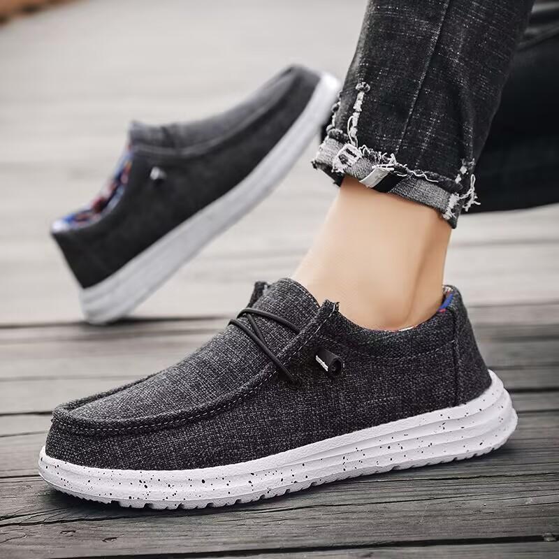New Men's Canvas Shoes Breathable Casual Shoes Luxury Brand Men Loafers Lightweight Boat Shoes Outdoor Vulcanize Shoes Sneakers