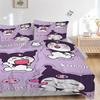 3pcs Kuromi's Playful Adventures Pattern Bedding Three-Piece Set (1 Cover + 2 Pillowcases, No Fillings),  Soft and Comfortable S055