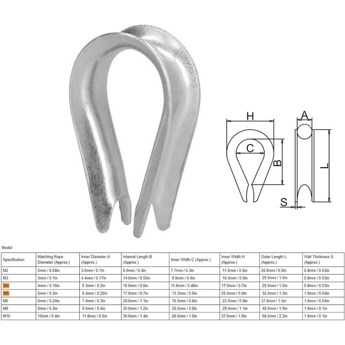 Lot de 50 cosses câble métallique M4 en acier inoxydable – serre-câble pour fils, balustrades et usage marin