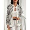 Fashion Cardigan Striped Shirt Autumn and Winter New Women's Long Sleeved Elegant Shirt