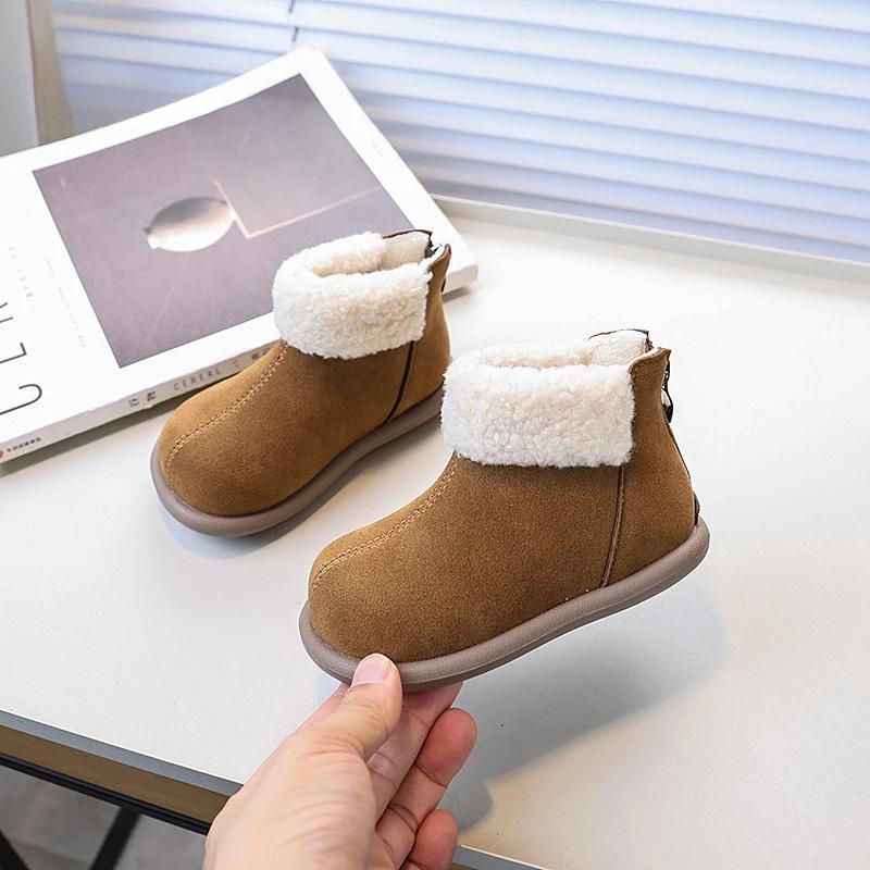 

Детские зимние ботинки однотонные для девочек, повседневные хлопковые ботинки, нескользящие, универсальные, детские ботильоны до щиколотки, с круглым носком, из матовой кожи 22 хаки