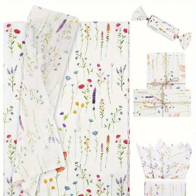 10 Vellen Bloemen Lavendel Inpakpapier, Kunst- en Knutselpapier voor Cadeauverpakking, Boeketverpakking, DIY-Projecten, Feest- en Bruiloftsdecoratie