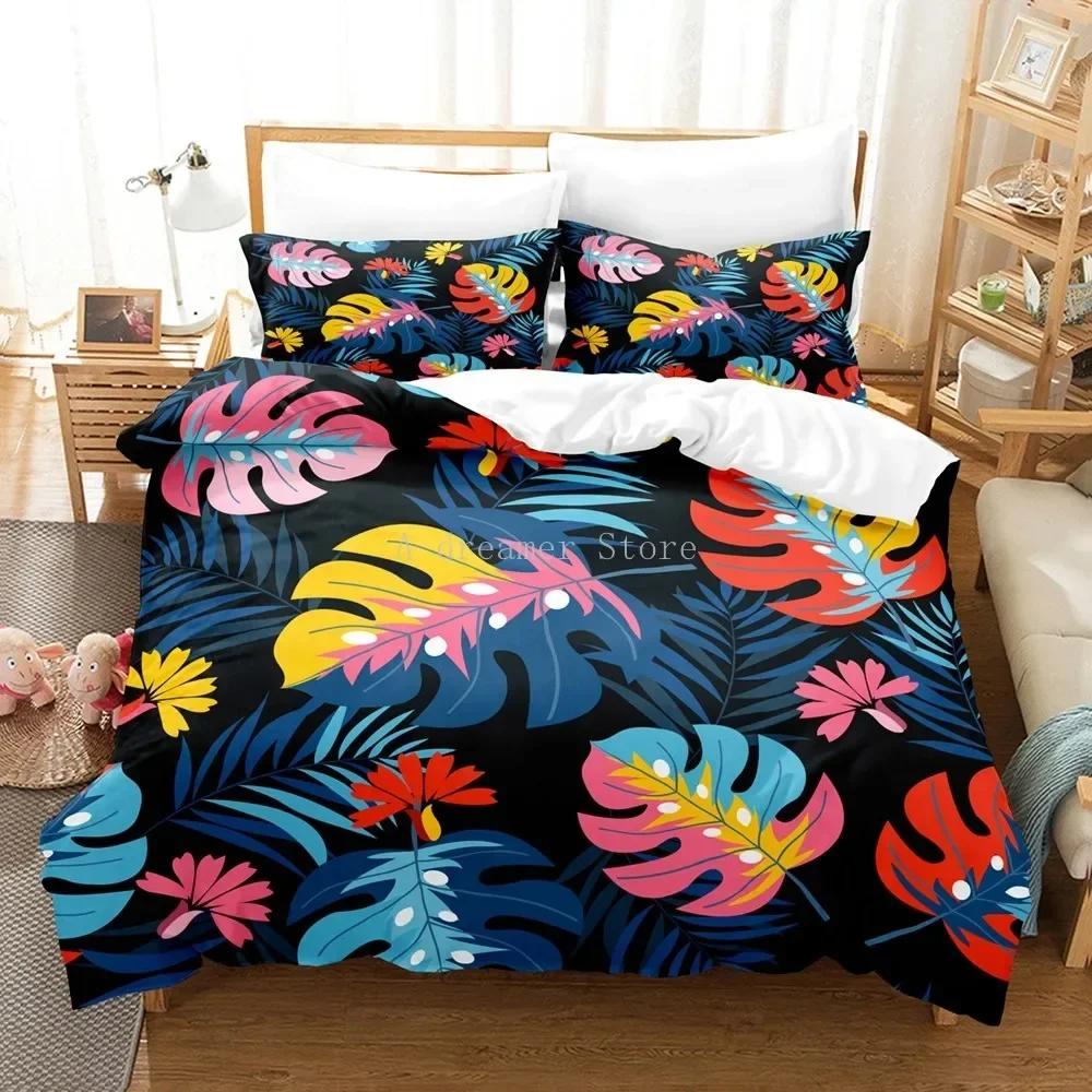 

New 3D Green Palm Leave Fashion Comfortable Duvet Quilt Cover Pillowcase Bedding Set Children Bedroom Decoration Home Textile 70x133cm