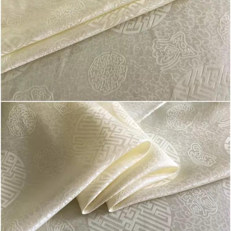 17 Ohm Silk Fabric Traditional Chinese Jacquard Silk Cotton Charmeuse Crepe Tissu Fabric for Sewing Cheongsam Cloth Width 114cm