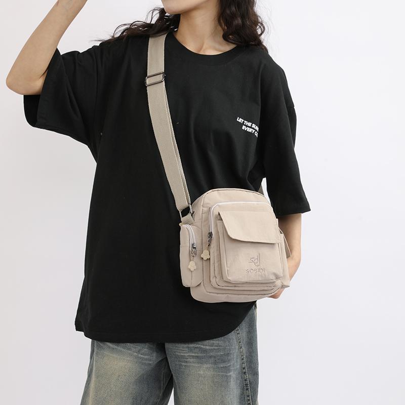 Damen Retro Nylon Umhängetasche - Modische Leichte Crossbody mit Mehreren Taschen Neue Lässige Handytasche