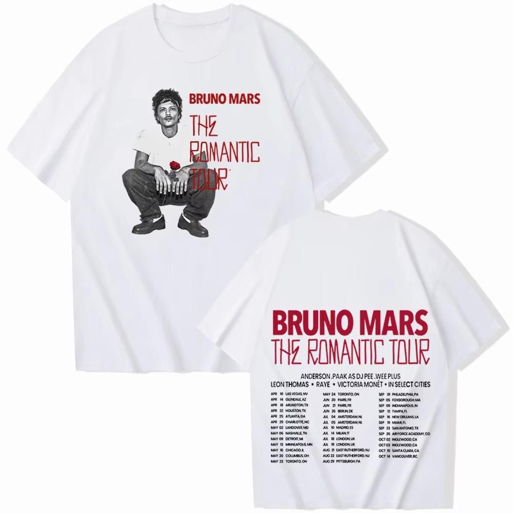 2026 Bruno Mars The Romantic Tour T-Shirt Mann Frau Harajuku Kurzarm Rundhals Lässig reines Baumwollhemd Geschenk Frühling Sommer Neu