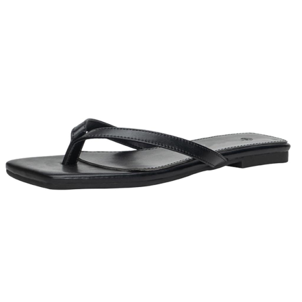 Women's Heels Flip Flops Square Toe Low Heels Comfortable Summer Sandals for Casual
