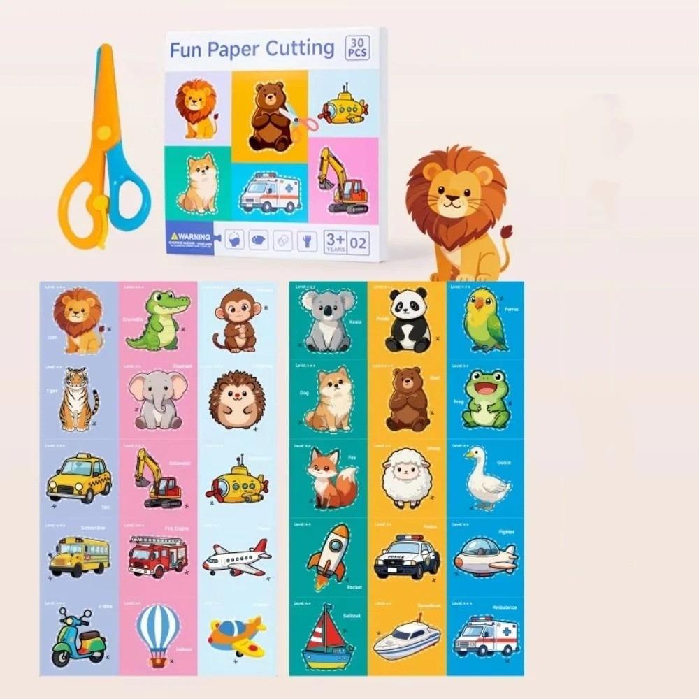 Color Paper DIY Paper Cut Book 30Pcs Set Handmade Paper Art  Children Education Lion
