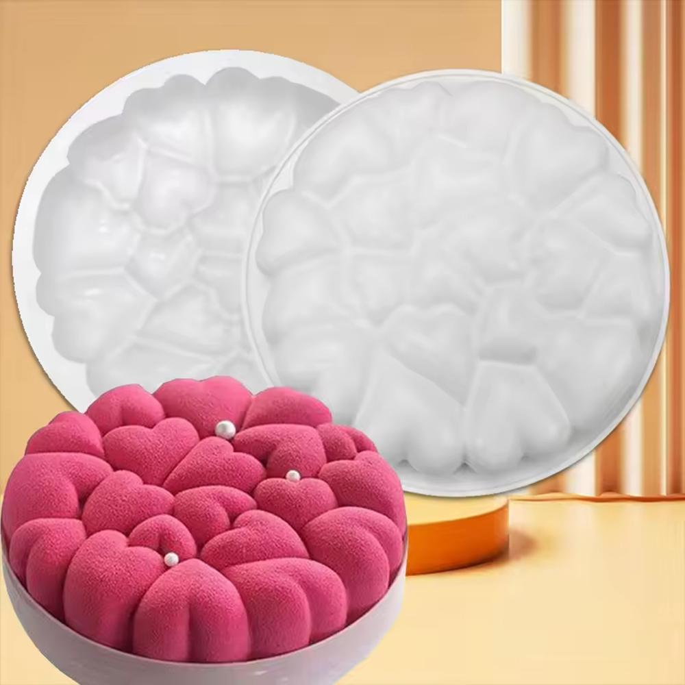 1PC Cake Mousse Dessert Silicone Mold Pastry Cake Heart Mousse Baking Household Mold Disk