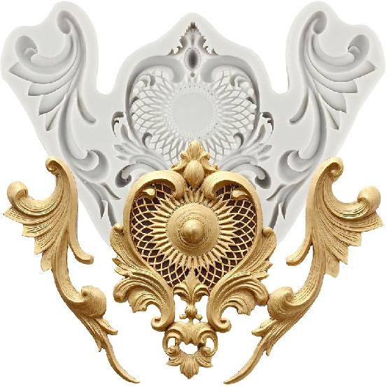 Baroque Fondant Mold Curlicues Scroll Lace Silicone Molds Filigree Mold 3D Sculpted For Sugar Cake Decorating Cupcake Topper Candy Chocolate Gum