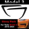 For Tesla Model 3 Y 2017 2018 2019-2025 Blank Svart/Karbonlook Bil Frontfanger Tåkelysramme Spoiler Dekorasjon Karosserisett