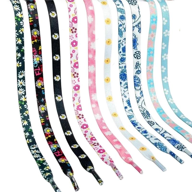New Daisy Cherry Rope Shoe Laces Flower Shoelace for Sneakers Strap Sports Shoelaces Rubber Bands for AF1/AJ1 Shoes Accessories