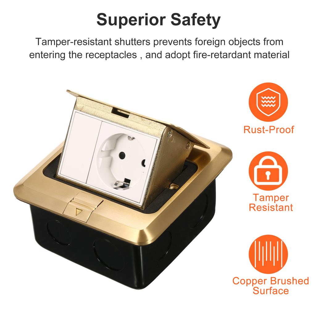 DT-T01 All-Copper Arc Waterproof Floor Socket Damping Luxury Multifunctional   Floor Socket Slow   Ground Socket