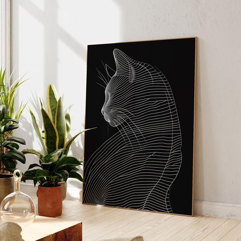 Modern Abstraction Minimalism Deconstructs Cat Silhouette Art Painting Picture Poster Print For Living Room Wall Art Home Decor