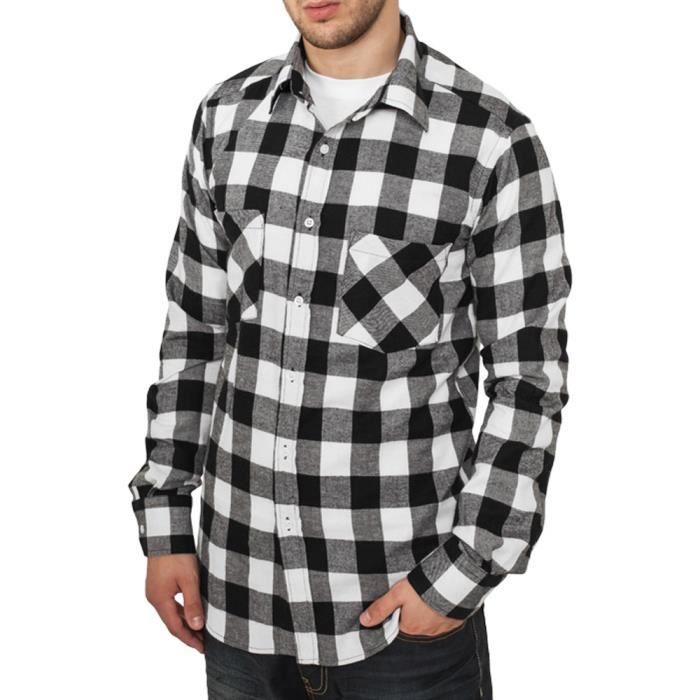 Urban Classics - A Carreaux FLANELL Chemise noir /
