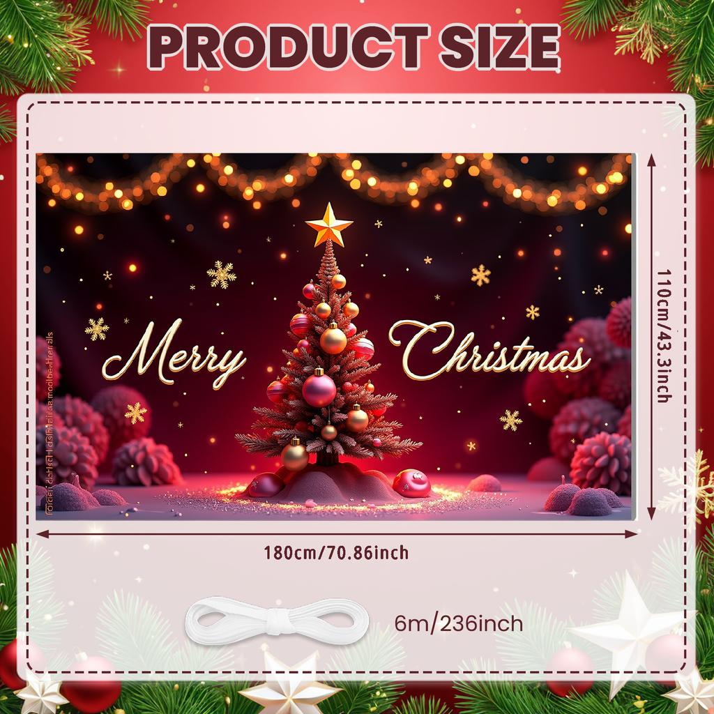 Holiday Decoration Christmas Tree Winter Decoration Event Decor Colorful Lights Seasonal Banner For Indoor Decoration Winter
