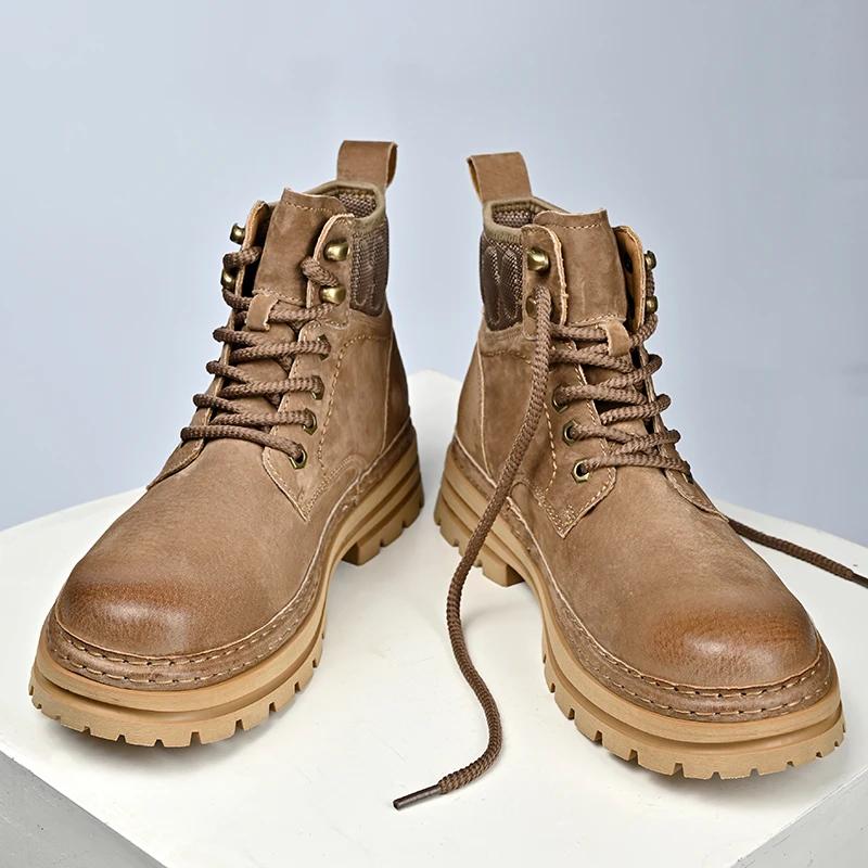 Модные замшевые кожаные мужские мотоциклетные ботинки — фото 4