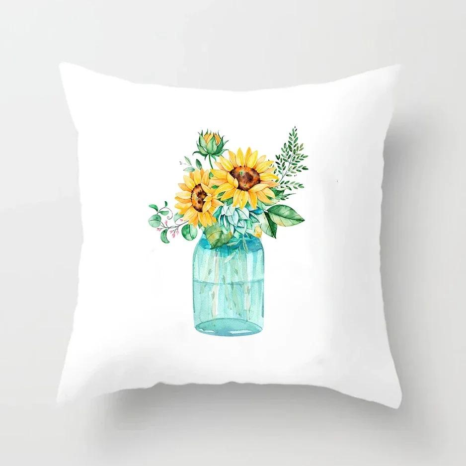 Plant Pattern Pillowcase Office Living Room Car Ornaments Home Pillowcase