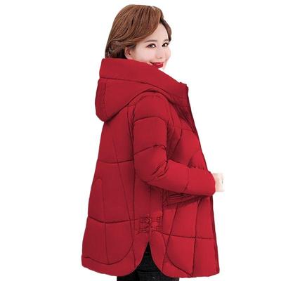 Cappotto in cotone spesso con cappuccio per madri di mezza età e anziane Giacca in cotone ampia e calda per donna