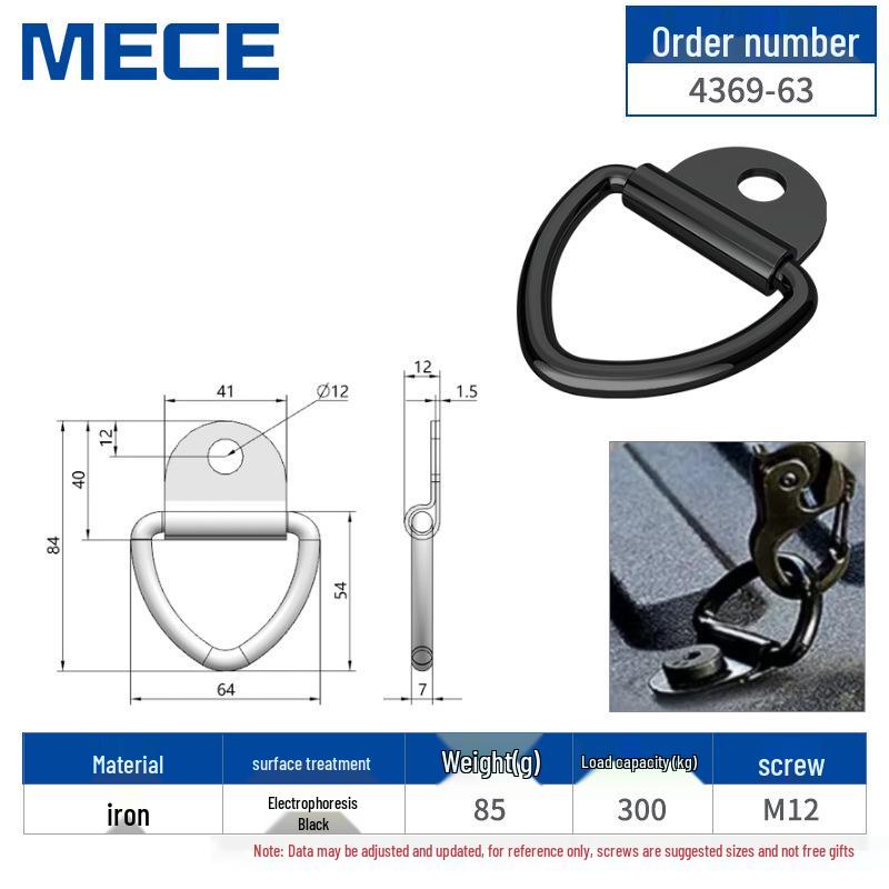 Heavy Duty D-Ring Truck Bed Tie-Down Hook with Triangle Latch