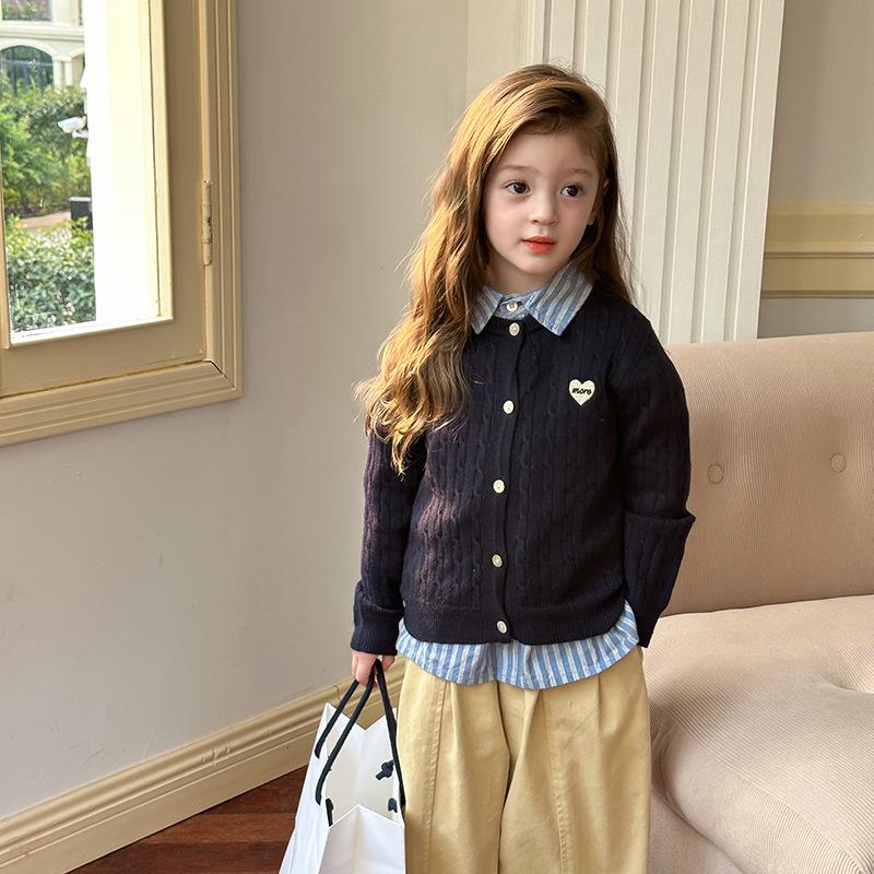 Children's Casual Sweater Autumn Girl Sweet Love Knitted Cardigan Coat