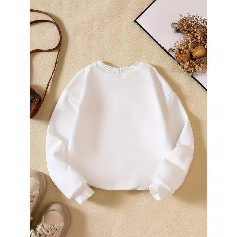 Kids Sweatshirt Creative Letter Pattern Stylish Casual Round Neck Sweatshirt Suitable for Everyday Parties, Vacations, And Gifts