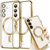 Etui Do Samsung Galaxy S24 Mag Safe Glamour Case Ring Obudowa Ochrona Aparatów Alogy Złote Przezroczyste