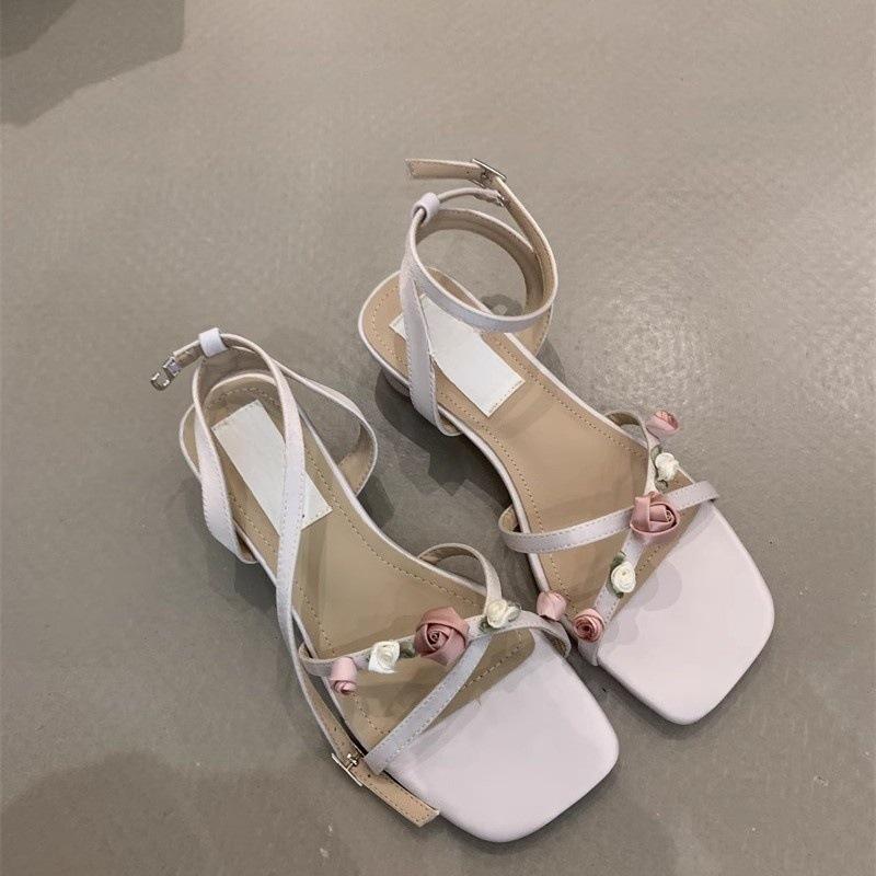 Gentle fairy sandals female rose with skirt open-toed strappy sandals