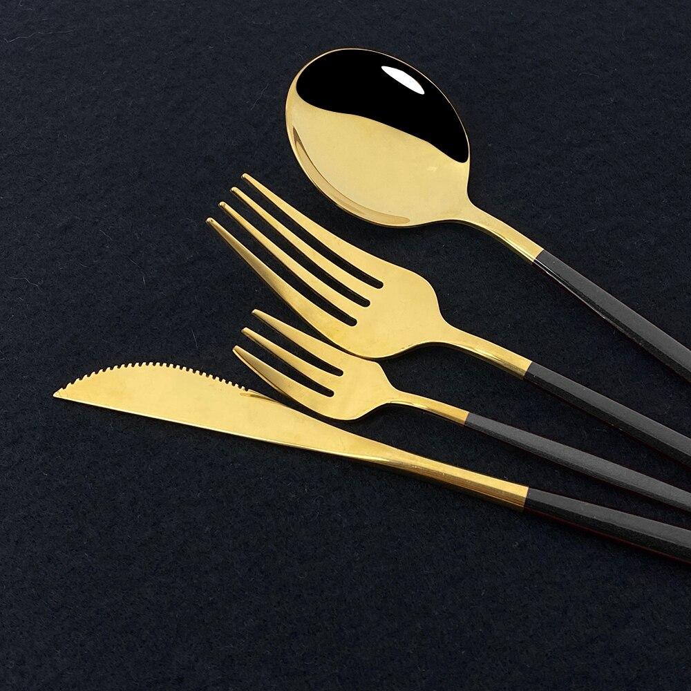 36Pcs Stainless Steel Mint Gold Dinnerware Set Dessert Knife Cake Fork Coffee Spoon Cutlery Set Kitchen Tableware Silverware Set