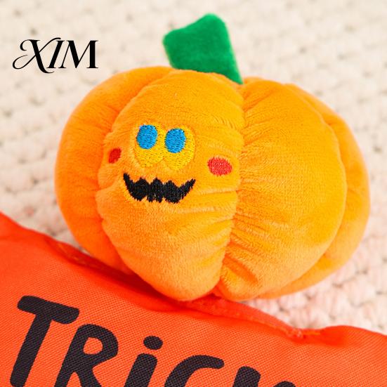 Pumpkin Ghost Halloween Pet Gifts Dog Squeaky Chew Toy, Funny Grim Reaper Spider Soft Fabric Toys for Puppy Teething Plush Stuffed Toy Small, Medium,