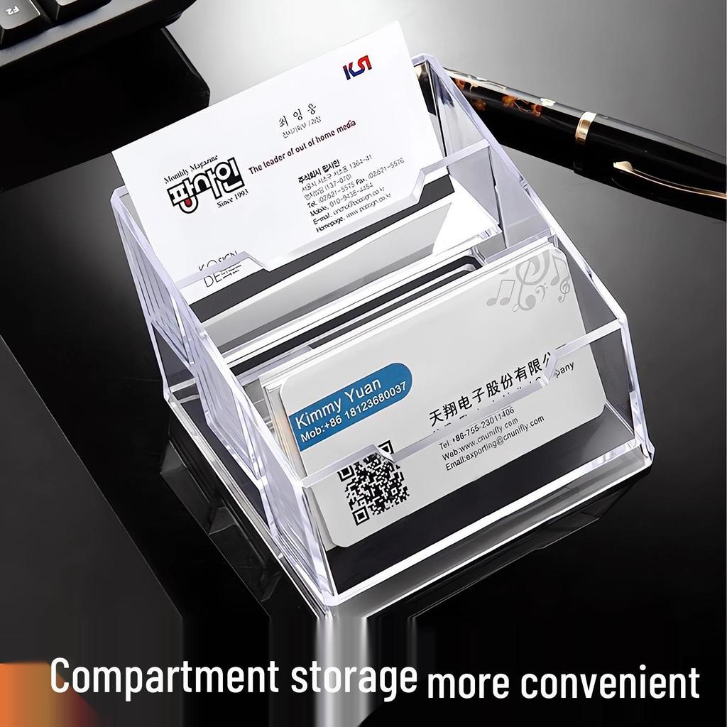 Transparent Acrylic Business Card Holder Stand for Desk or Exhibition