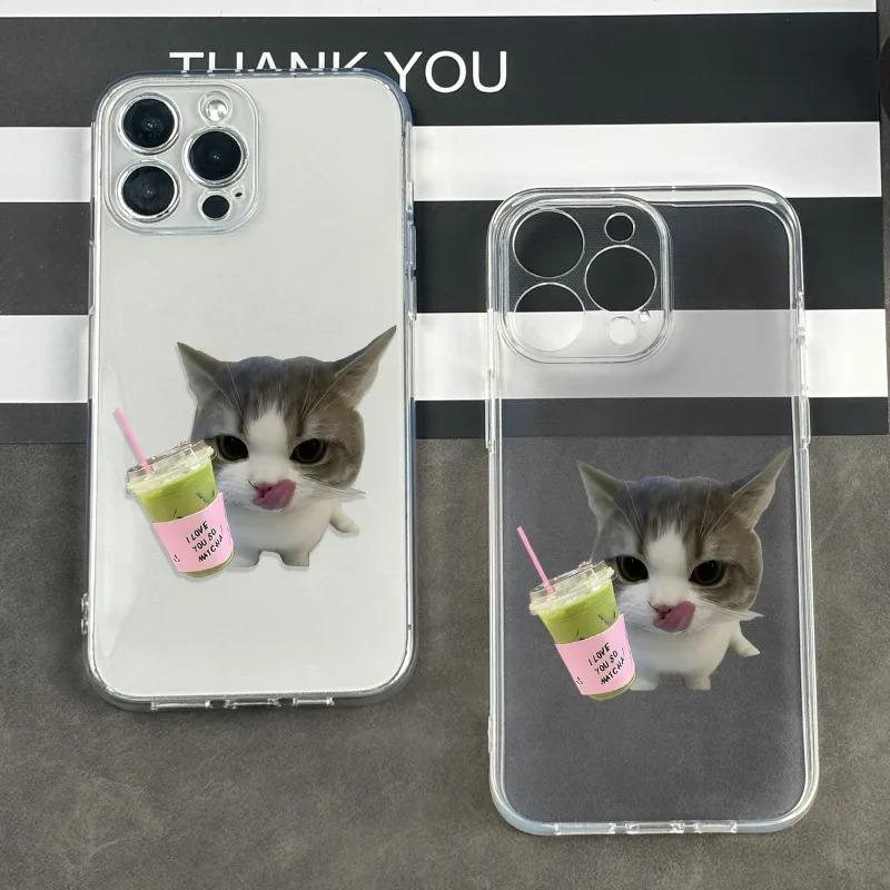 Cute Cat Phone Case For iPhone 17 17E 16E 16 15 11 12 14 13 Pro Max Plus 17Air Shockproof Transparent Cover Shell Fundas