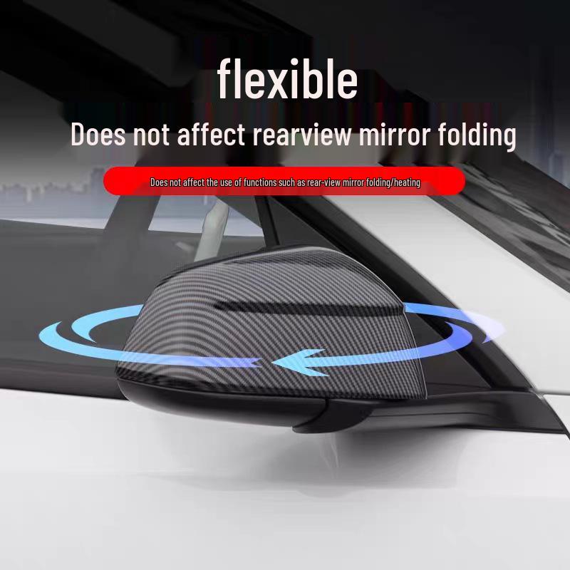 Tesla Model Y/3 Carbon Fiber Texture Rearview Mirror Cover – Backup Camera Shell Protector