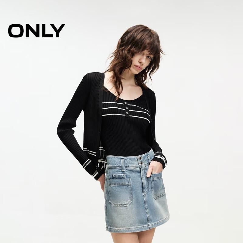 ONLY Women's 2025 Autumn Color-Block Striped Knit Sweater