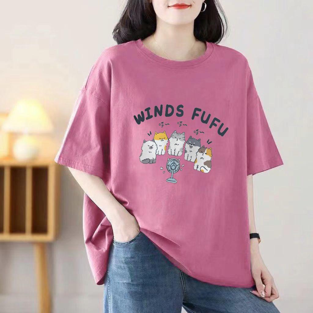 Short-sleeved T-shirt Women Loose 2025 New Spring and Summer Round Neck Medium-length Half-sleeved Blouse