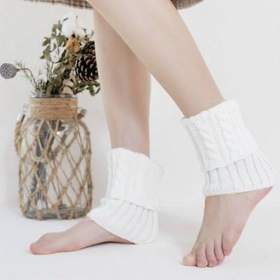 Solid Color Women's Leg Warmers Stretch Knitted Slouch Style Knitted Ankle Warmers Breathable Winter Warm Middle Tube Stockings