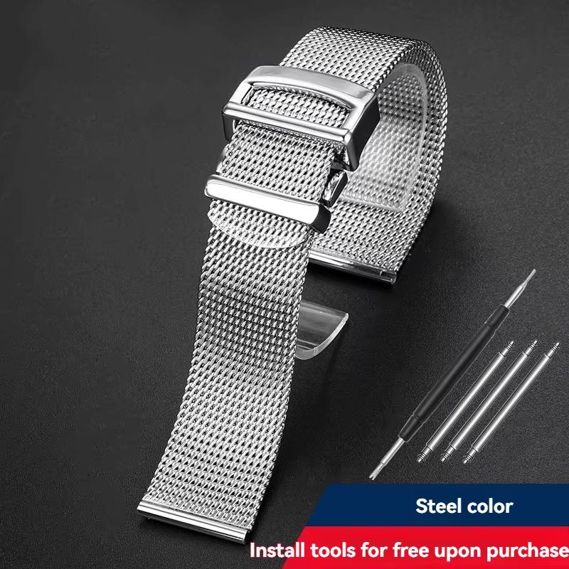 

20mm 22mm for IWC watch Portofino/Pilot/Portugal 7 Milanese Stainless Steel Metal Mesh Watch Band men Folding Buckle watch strap 20mm серебряный