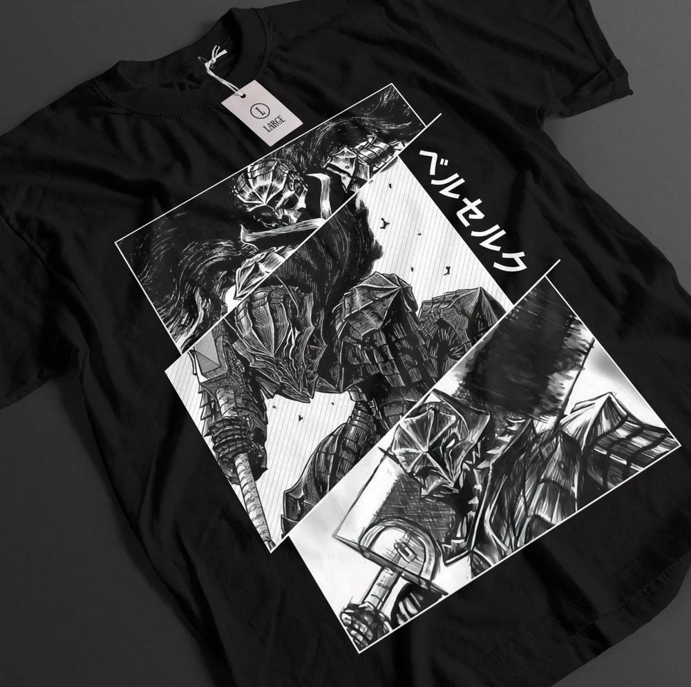Anime Berserk Guts Griffith Warrior Sketch Graphics Black TShirt Size S4XL S