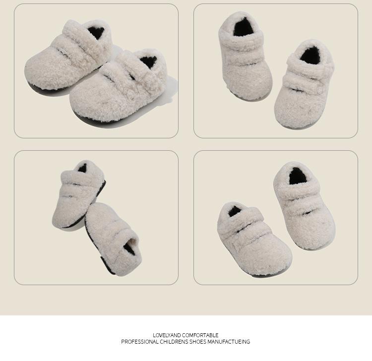 Girls' and Boys' Velvet Cotton Toddler Shoes - Warm Furry Korean Style for Autumn/Winter