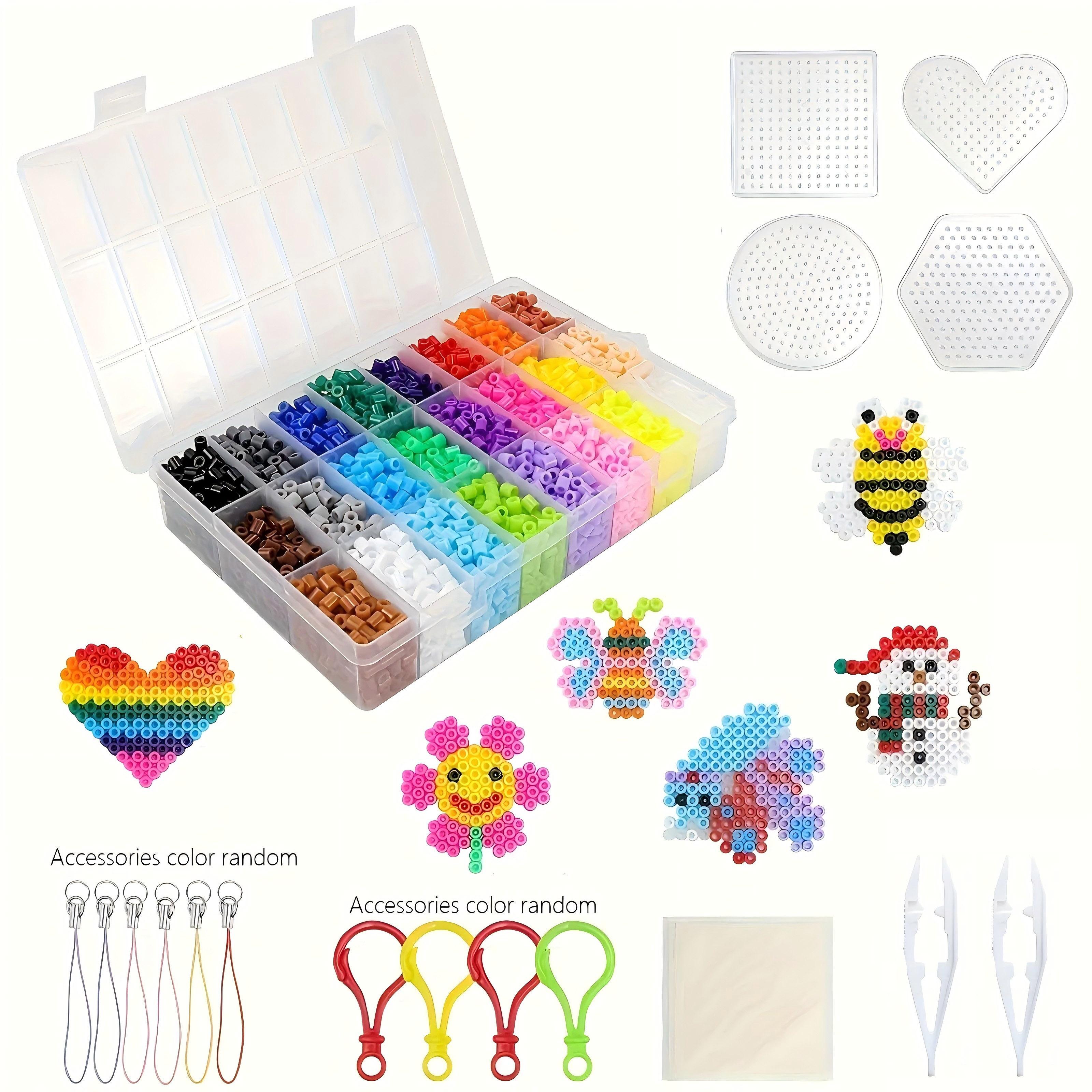 

1 Pack 24 Colors Rainbow Ironing Beads Pegboard Set, 5mm 6300Pcs Hama Beads Pixel Puzzle for Birthday and DIY Toys for Children
