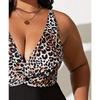 New Plus Size Swimsuit Women's Leopard Print Multi-color One-piece Slim Backless Drawstring Bikini