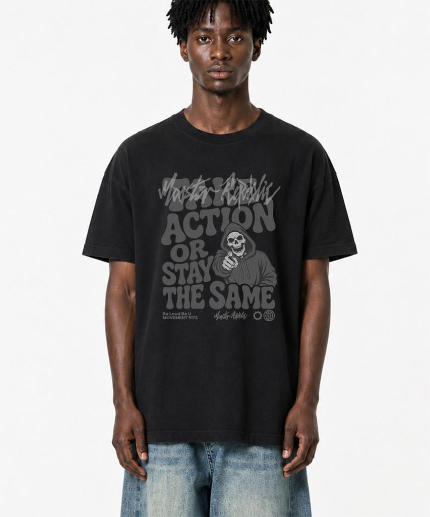 MONSTER REPUBLIC Take Action Gray T-Shirt Black_9173