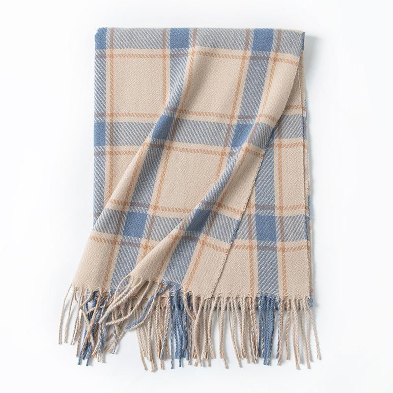 Scarf Female winter student new plaid imitation cashmere warm fringed shawl atmosphere scarf couple